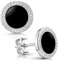Materia Onyx Ohrstecker schwarz Damen - flache Ohrringe Stecker mit Zirkonia rund SO-394-Onyx
