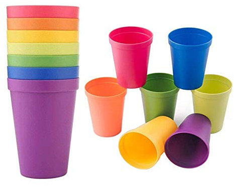 Enzege Vasos de Plástico, 8 Piezas, 200 ml, Sin BPA para Camping, Picnic Camping Tazas