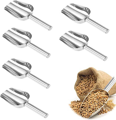 Edelstahl Schaufel Edelstahl Eisschaufel Eiswürfel Schaufel Edelstahl Hochwertige Edelstahl Schaufel für Zucker Mehl Buffet Dry Grains Bar Werkzeuge Mess Scoop Küchenwerkzeuge und Zubehör 6 Stück