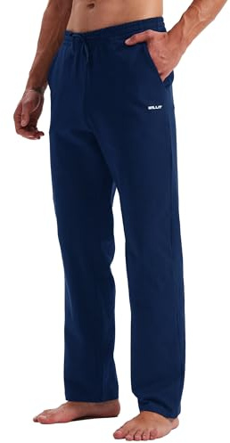 WILLIT Joggingbyxor för män, bomull, träningsbyxor, sportbyxor, långa fritidsbyxor, fitness, yogabyxor, sweatbyxor, loungebyxor, lösa män med fickor, Marinblå, 3XL