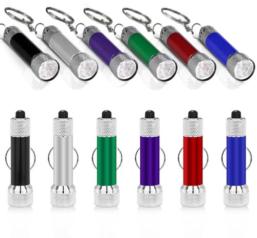 mizikuu 12 pcs Mini Lampe Torche Portable, Lampe de Poche Enfant Durable Usages Multiples Petite Lampe Poche avec porte-clés led l'éclairage Quotidien Pannes Courant Urgences Alpinisme Camping