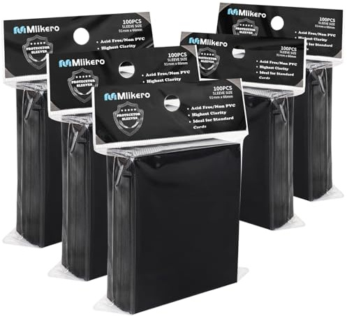Mlikero 500 Pcs Black Card Sleeves, 66 x 91 mm Standard Size Trading Card Sleeves Fit for MTG, Trading Cards, Sports, Game Cards