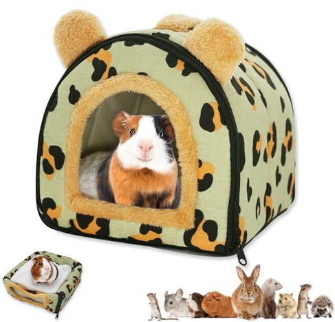 Flow Fire Guinea Pig Bed House Hideout, Warm Small Animal Hideout for Hamsters, Hedgehogs, and Chinchillas(Green)