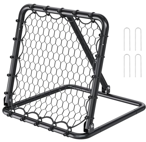 VEVOR Filet de Rebond de Football, 86,3 x 86,3 cm, rebondisseur pour entraînement Football Portable, Tube en Fer, Filet de But à Angles entièrement réglables, équipement pour Enfants et Tous âges