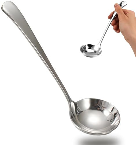 Suppenkelle Edelstahl,Schöpfkelle,Suppenkelle,Edelstahl Silber Suppenschöpfer, 20 cm Soßenkelle, Suppenkelle, Servierlöffel von Suppen und Eintöpfen, Spülmaschinenfest(Silbrig)
