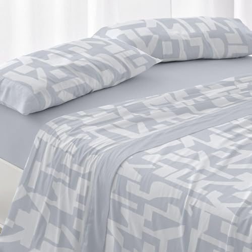 Burrito Blanco | Juego de sábanas | Cama de 150 a 160cm. (+Medidas Disponibles) | Diseño 141 | Color Azul Acero (150-160x190/200cm.)