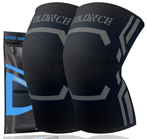 Satificer Genouillère de Compression,Genouillères de Support pour Ligaments,Genouillère Sport pour Homme et Femme,Genouillères de Support,pour stabilise Tension Musculaire,Noir,XL