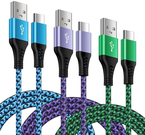 Cable USB C, 3-pack 0.9M, Cable USB vers USB C Charge Rapide Samsung Téléphone Portable Cable Pour iPhone 16 Pro/15 Pro Max, Samsung Galaxy S25 Ultra S24 23 S22 A55, Google Pixel, Xiaomi