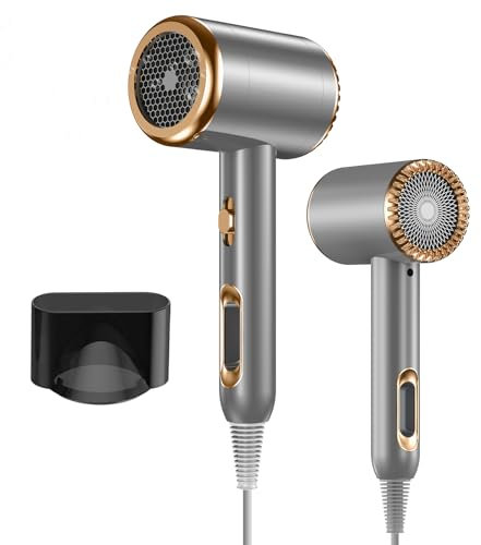 Anluomania Asciugacapelli Professionale, 2000W Potente Phon Capelli Ioni Negativi, Asciugacapelli Silenzioso, 3 Impostazioni Temperatura, Asciugatura Rapida,1 Ugelli, Phon Ionico per Viaggio, Famiglia