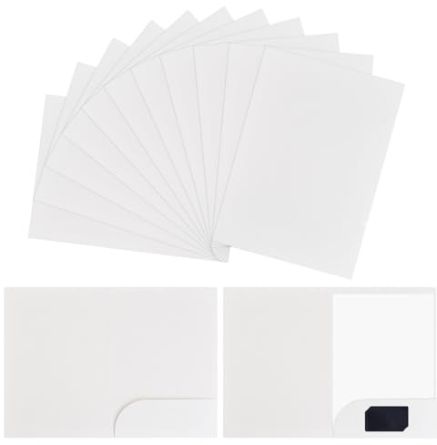 20 Piezas Carpetas de Papel Kraft A4,350gsm Carpetas de Proyectos con Ranuras para Tarjetas,Carpeta de Presentación Carpetas de Cartón para Documentos,Subcarpetas Simples para Escuela Oficina (Blanco)