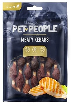 Pet People Meaty Kebabs 90g, Natural, Grain Free, High Protein, Dental Care, Dog Snacks - 8pc, 90g (10 Bags)