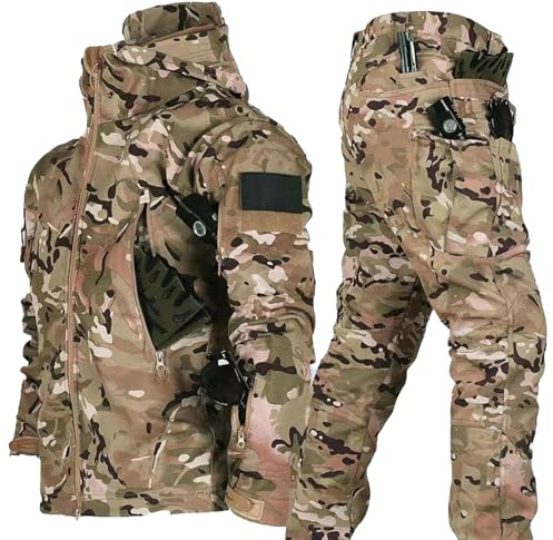 Set di tute da snowboard da uomo, giacca e pantaloni tattici in softshell, abbigliamento da sci ed escursionismo