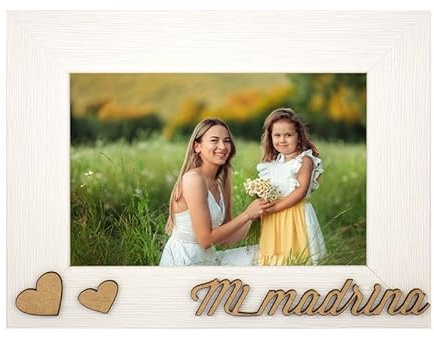 Demark - Marco de fotos para madrina, Portafoto de madera para foto 10x15 cm, Regalo para madrina, Madrina bautizo.