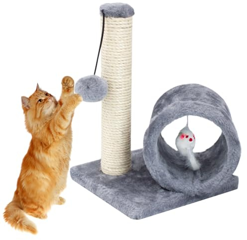 Tiragraffi per gatti, torre interattiva in sisal, colonna di graffio rialzata, robusto da gioco per gattini con esercizi e caratteristiche antistress per arrampicarsi scavare sano intrattenimento