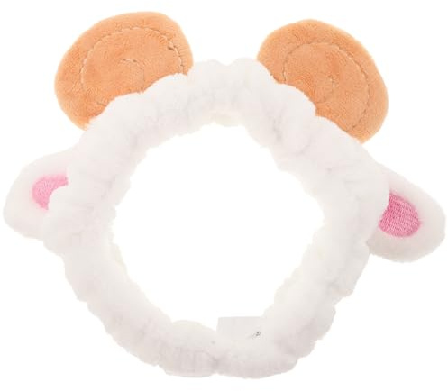 CLISPEED Bandeau de Bain en Peluche Blanc pour Femmes, Bandeau Rond Doux pour Se Laver le Visage et Maintenir les Cheveux Dégagés Pendant le Nettoyage Visage