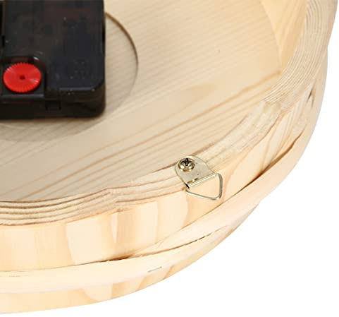 Phefop Orologio da Sauna Rotondo in Legno da 23 Cm, da Appendere a Parete, Resistente alle Alte Temperature, Senza Copertura in Vetro, con Puntatore in Metallo, per Sauna, Casa e Ufficio