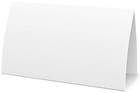 Extra große bedruckbare Namensschilder Tischkarten weiß blanko, 100 Stück Platzkarten neutral 11,5 x 5,5cm, Tischkärtchen Klappkarten Namenskärtchen Platzkärtchen (100)