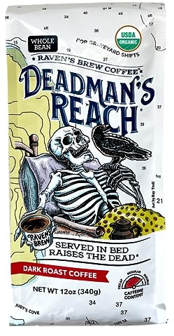 Raven’s Brew Coffee Bold Organic Coffee Dark Roast Whole Bean - Deadman's Reach 12oz