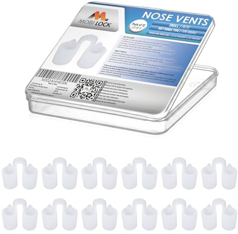 Nose Vent Sinus Relief Dilator (Pack of 12 Small Size) Soft Vents - A Simple Solution for Nasal Snorers - Reusable Snoring Device to Enjoy a Peaceful Night's Sleep - by Mobi Lock