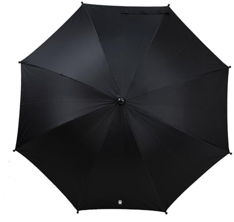 Ombrellone Dooky per carrozzina o passeggino (universale e flessibile, protezione UPF 50+, flessibilità di 180 gradi, tecnologia flex, sistema easyfix, idrorepellente), Nero