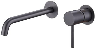 Mice - Robinet encastré monocommande de lavabo avec montage mural - Robinets encastrés de salle de bain pour lavabo - Couleur Black Gun Metal - GLM039/BGM - Gris foncé satiné - Série Monza