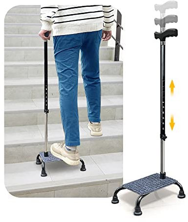 Mybow Bâtons d'escalier pour personnes âgées, bâtons de marche demi-marche, appareils de montée des escaliers pour personnes âgées, aide à la position debout (gris)