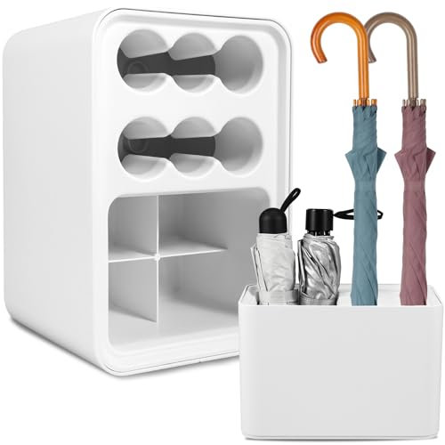 Umbrella Stand Rack, Umbrella Holder with Removable Drip Tray, Plastic Stand Rack for 10 Long Short Umbrellas Indoor Storage Rack, Saving Space for Families, Hotel Lobby, Restaurant, Office(white)