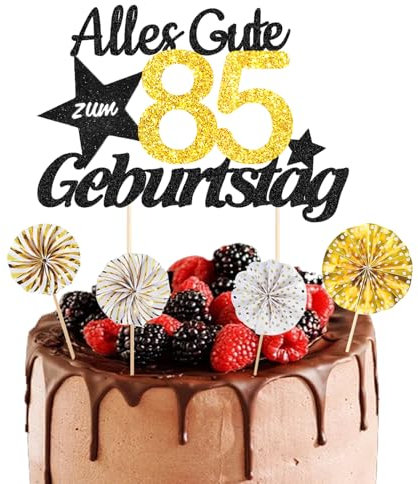 ALEGRE® Torten Deko 85 Geburtstag, 5 Stück Kuchendeko, Alles Gute zum 85. Geburtstag, Männer & Frauen Kuchen Deko, Cake Topper 85 Jahre