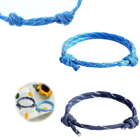 Jormftte 2 Stück Geflochtene Surfer-Armband Set, Nautische Freundschaft Partner Armband, Verstellbares Paracord für Segler, Surfer und Outdoor-Liebhaber