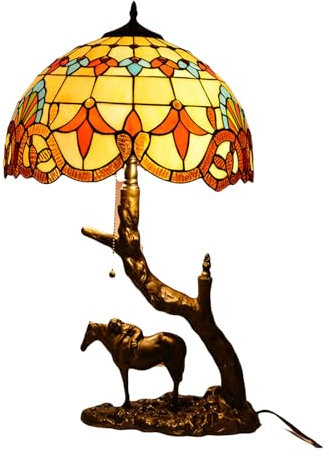 JPXXFM Stile Lampada da Tavolo Barocco, Lampada da scrivania in Vetro Pastorale Vintage per la scrivania per Soggiorno in Camera da Letto, 40 cm