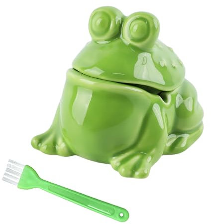 Geoyien Aschenbecher für Draussen, Aschenbecher mit Deckel, Mit Reinigungsbürste, Lustig, Winddicht, Geruchsdicht, Waschbar, für Wohnzimmer Büros Gärten Balkone (Grün)