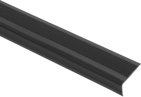 Perfil de borde de escaleras, 10 m, perfil de ángulo, autoadhesivo, protección de cantos autoadhesivo, antideslizante para escaleras, PVC (50 x 25 mm) (negro)