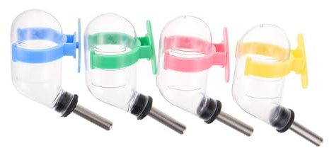 LOORGVEL 4 pezzi Dispenser Acqua Sospeso per Piccoli Animali con Bevitore Acciaio Inossidabile Antigoccia per Gabbie Criceti Conigli Furetti