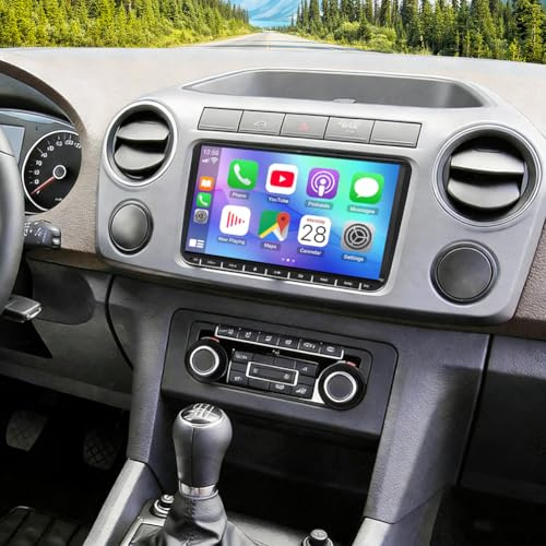 2+32G 2 DIN Android 14 bilradio för VW Amarok 2011–2016 med trådlös Carplay Android bil, 9 tums pekskärm bil stereo display spelare radio GPS navigeringshuvud enhet med Bluetooth WLAN FM RDS SWC