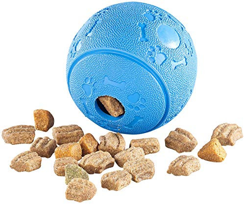 Sweetypet Bälle: Hunde-Spielball aus Naturkautschuk, mit Snack-Ausgabe, Ø 8 cm, blau (Intelligenzspielzeug Hund, Hundespiele, Trainer)