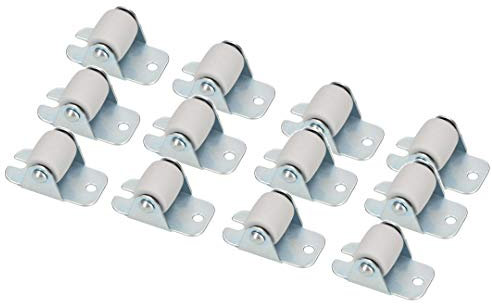 KOTARBAU® 12 Ruedas de goma de Ø 22mm con placa de montaje de acero, Ruedas fijas unidireccionales, Aptas para todos los suelos, Rueda para muebles, equipos, estanterías, Movimiento suave, 12 UNIDADES