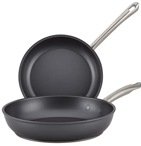 Anolon 81121 2-Piece Forged Hard Anodized Skillet Set, Aluminum, Gray