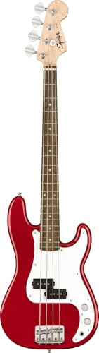 Squier by Fender Electric Mini Precision Bass Guitar, Dakota Red, Comes with Free Virtual Lessons