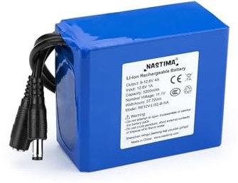 NASTIMA Batería Recargable de Iones de Litio de 12V 5200mAh CC, para Cámaras Inalámbricas, Videocámaras, Reproductores MP3, órgano Electrónico