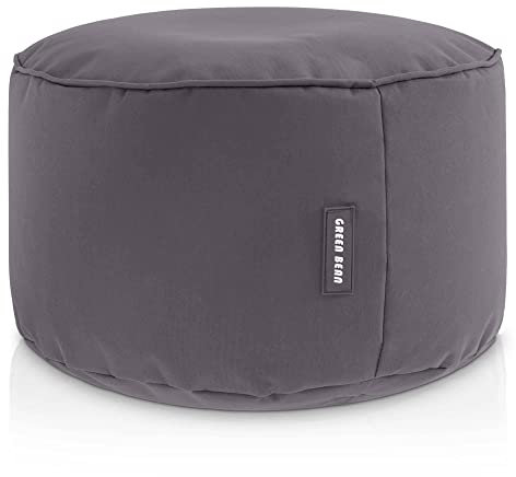 Green Bean Sitzsack-Hocker 25x45cm mit EPS-Perlen Füllung - Fußhocker Fußkissen Sitz-Pouf für Sitzsäcke - Bodenkissen für Kinder und Erwachsene - Fußablage Sitzkissen Sitzhocker Anthrazit