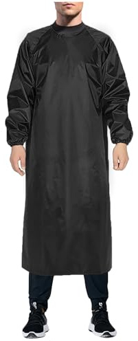 PVC Knit Protective Workwear - Windproof Chemical Splash Proof Long Sleeve Overalls for Workers, Food Processing Black