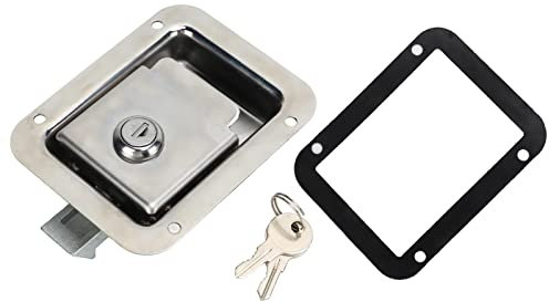 Akozon Pestillo de Paleta, Pestillo de Manija de Paleta Cerradura de Puerta RV de Servicio Pesado de Acero Inoxidable 304 con 2 Llaves para Travel Trailer Camper