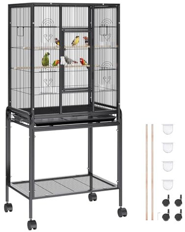 VEVOR Vogelvoliere 61x43x137cm Vogelkäfig aus Q195-Kohlenstoffstahl Vogelhaus für 2-3 mittelgroße bis große Vögel Voliere mit Schloss Vogelheim Vogelbauer