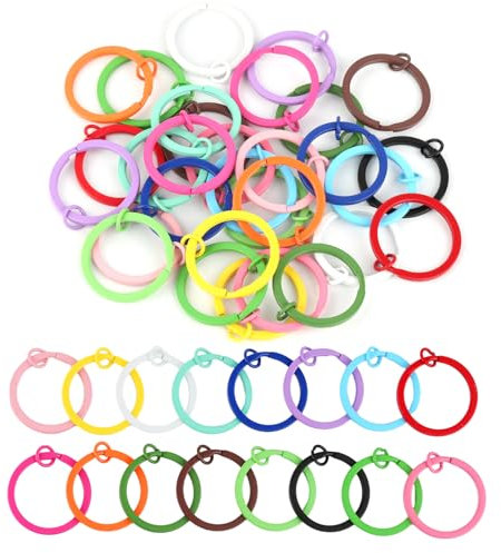 lahnao 32 Stück Bunt Flacher Schlüsselring, 30 mm Schlüsselringe Klein mit Geteiltem Ring, Split Schlüsselringe aus Metall zur Befestigung von Schlüsseln