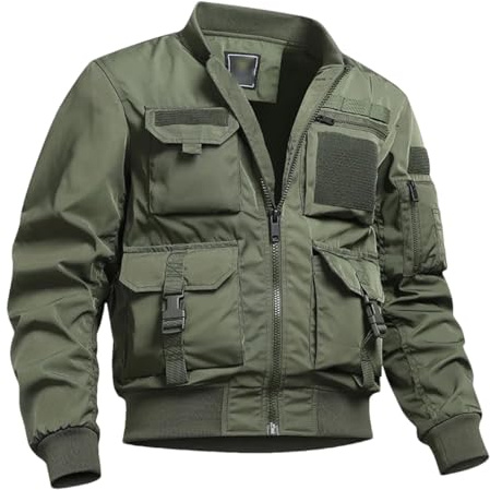 Generic Air Force Pilot Jacket Military Flight Tactical Bomber Coat Men's Spring Warm Pilot Motorcycle Baseball Uniform, Large, Thin En8