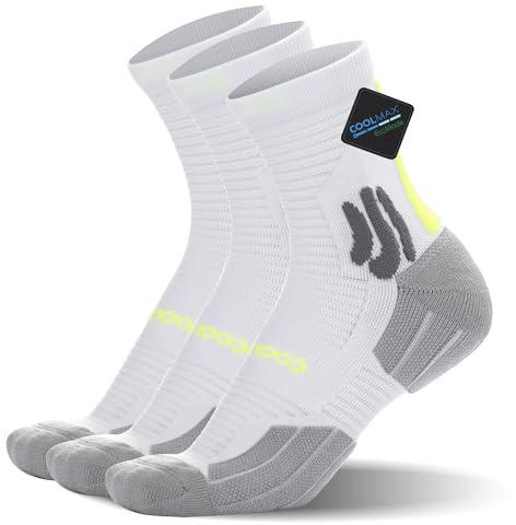 BRISIRA Coolmax Bamboo 3 Paia Calzini Running Uomo Donna, Calze Sportive Compressione, Traspiranti Imbottita Anti-Vesciche Estivi Assorbimento Umidità, Trekking Sport Corsa, Taglia 35-51