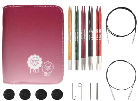 KnitPro Ensemble d'aiguilles interchangeables Dreamz - 5 paires d'aiguilles à tricoter circulaires de 13 cm avec accessoires Ensemble de démarrage, pour débutants, professionnels et coffret cadeau