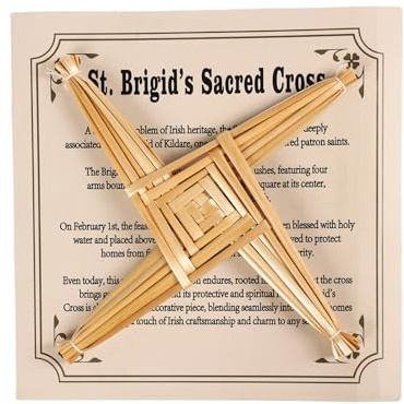 St. Brigids väggkors med kort, irländsk gåva Saint Brigids kors, keltiskt kors imbolc dekor, irländsk välsignelse väggdekor, Irland hängande väggkors för heminredning 20 cm