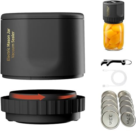 Electric Mason Jar Vacuum Sealer, Automatic Mason Jar Sealer Vacuum Kit for Wide Mouth Mason jars and Regular jars, Portable Sealer for Food Storage and Ferment
