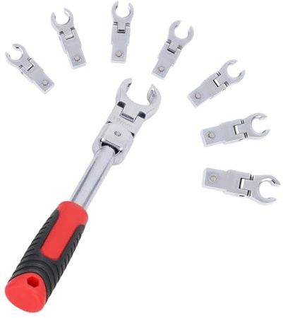 Uadme Juego de Llaves Fijas, 9-19mm Llave de Tubo de Freno, Juego de Llaves de Estrella Abiertas, para Reparación de Automóviles, Mantenimiento Industrial